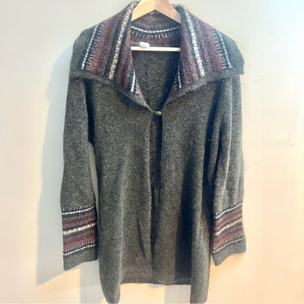 Garnet hill mohair blend long cardigan.  Size Sm
